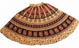 Cotton Skirt Beige Red Black 38"